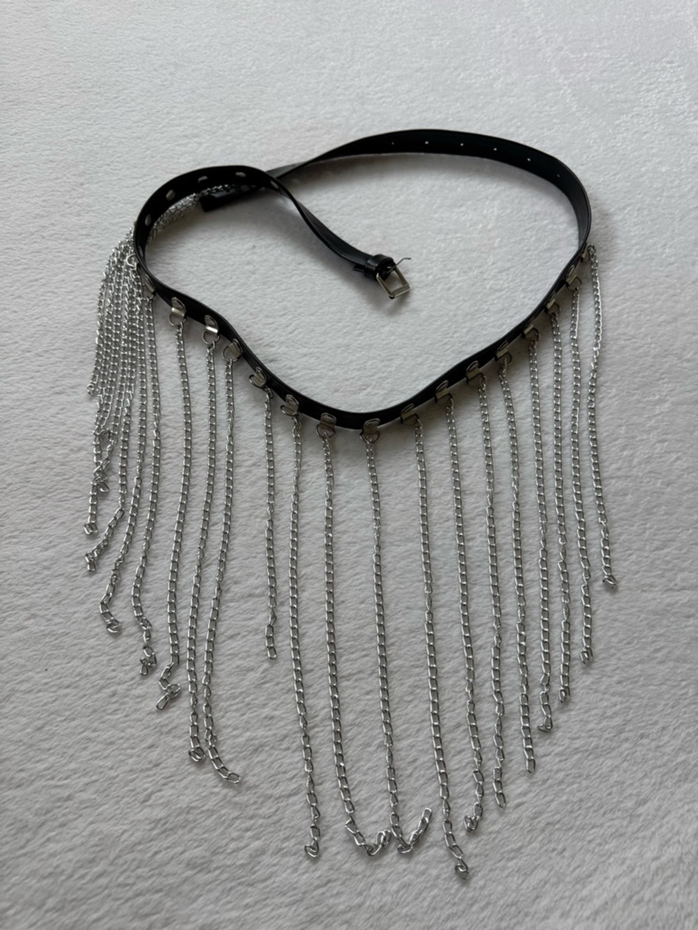 Black Fringe Chain Waist Belt